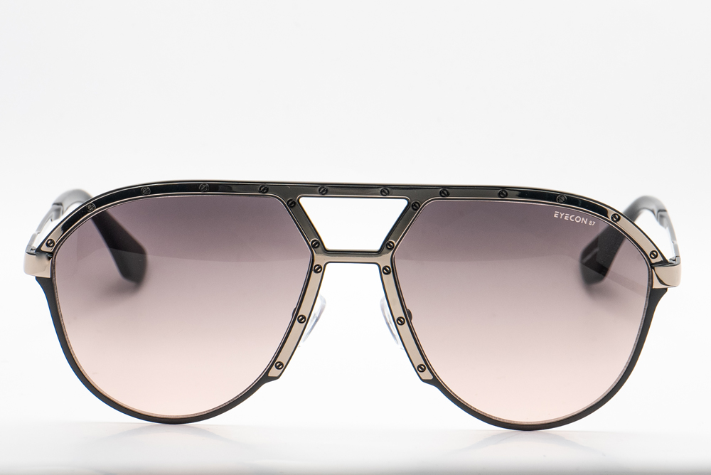 Black Frame with Grey to Pink Lenses