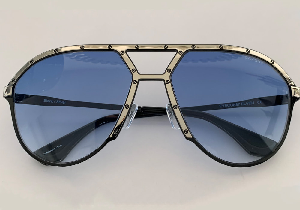 Black Frame with Blue Gradient lenses  (Black Aviator Sunglasses)