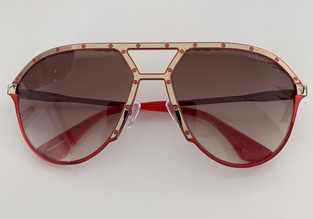 Red Frame with Brown Gradient Lenses (Red Aviator Sunglasses)