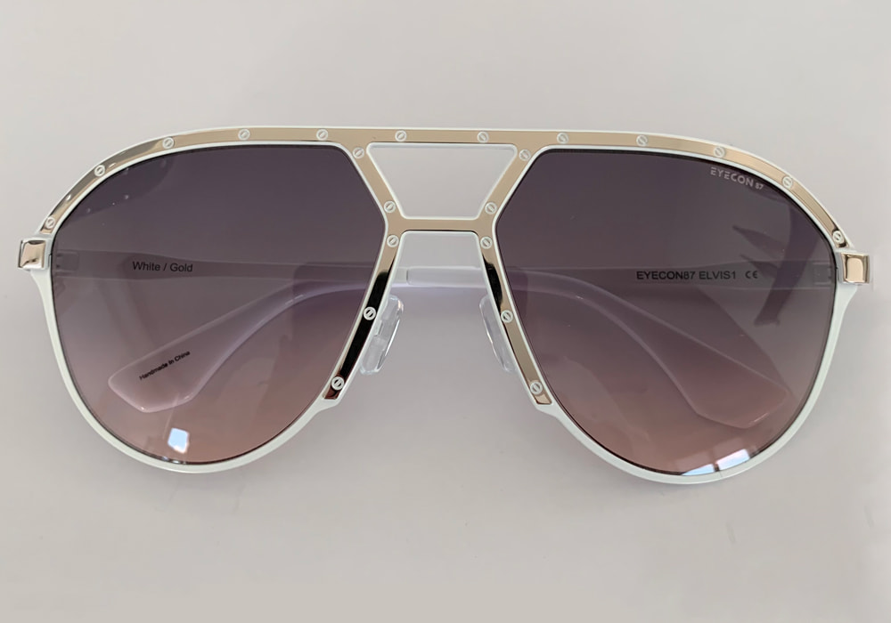 White frame with grey to pink lenses (White Aviator Sunglasses)